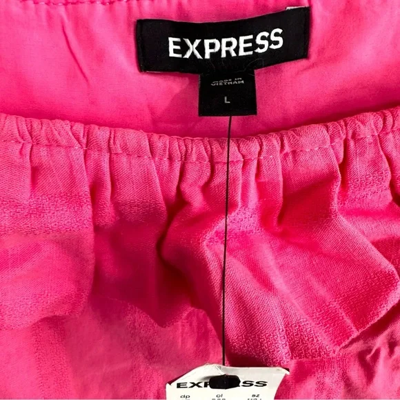 Express Barbie Pink Crop Tank Ruffle Sleeveless Top Size L NWT - Picture 3 of 3